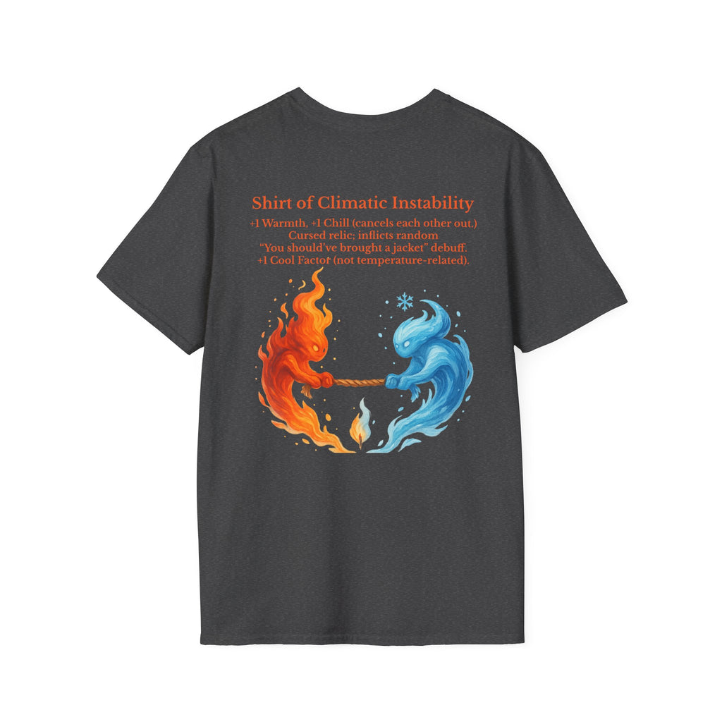 Funny RPG Shirt – ‘Shirt of Climatic Instability’ Cursed Relic Tee by Houses & Humans