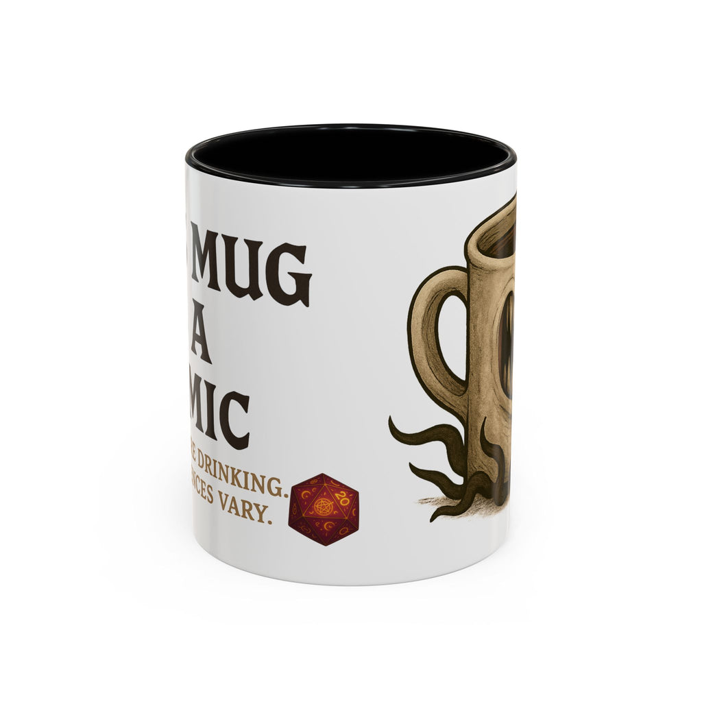 Funny RPG Mug – ‘This Mug Is a Mimic’ Coffee Cup for D&D Fans & Dungeon Crawlers