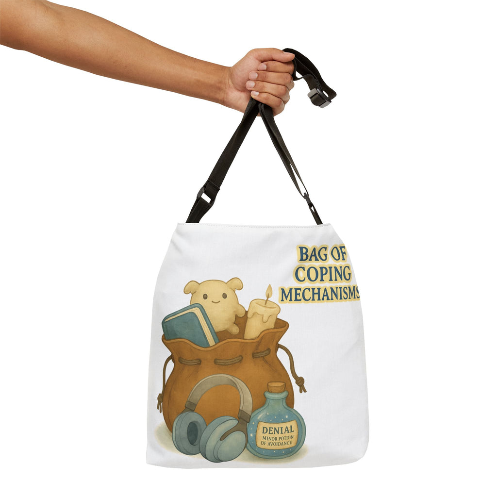 Tote Bag of Coping Mechanisms – Funny Mental Health RPG Bag | Houses & Humans Collection
