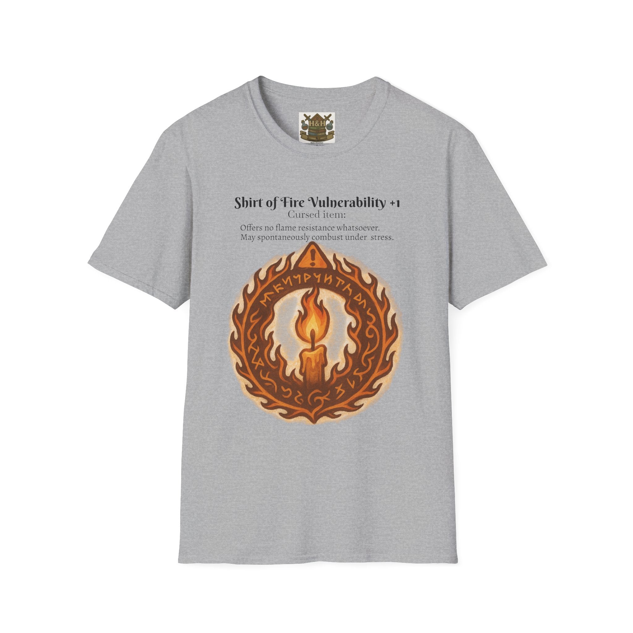Cursed Item Shirt – ‘Shirt of Fire Vulnerability’ Fantasy Tee for RPG Gamers & Nerds