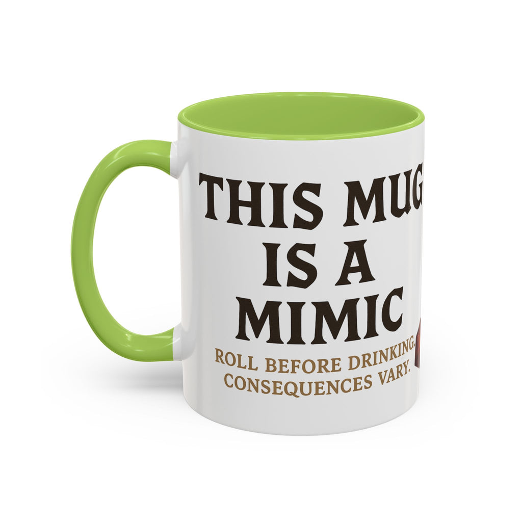 Funny RPG Mug – ‘This Mug Is a Mimic’ Coffee Cup for D&D Fans & Dungeon Crawlers