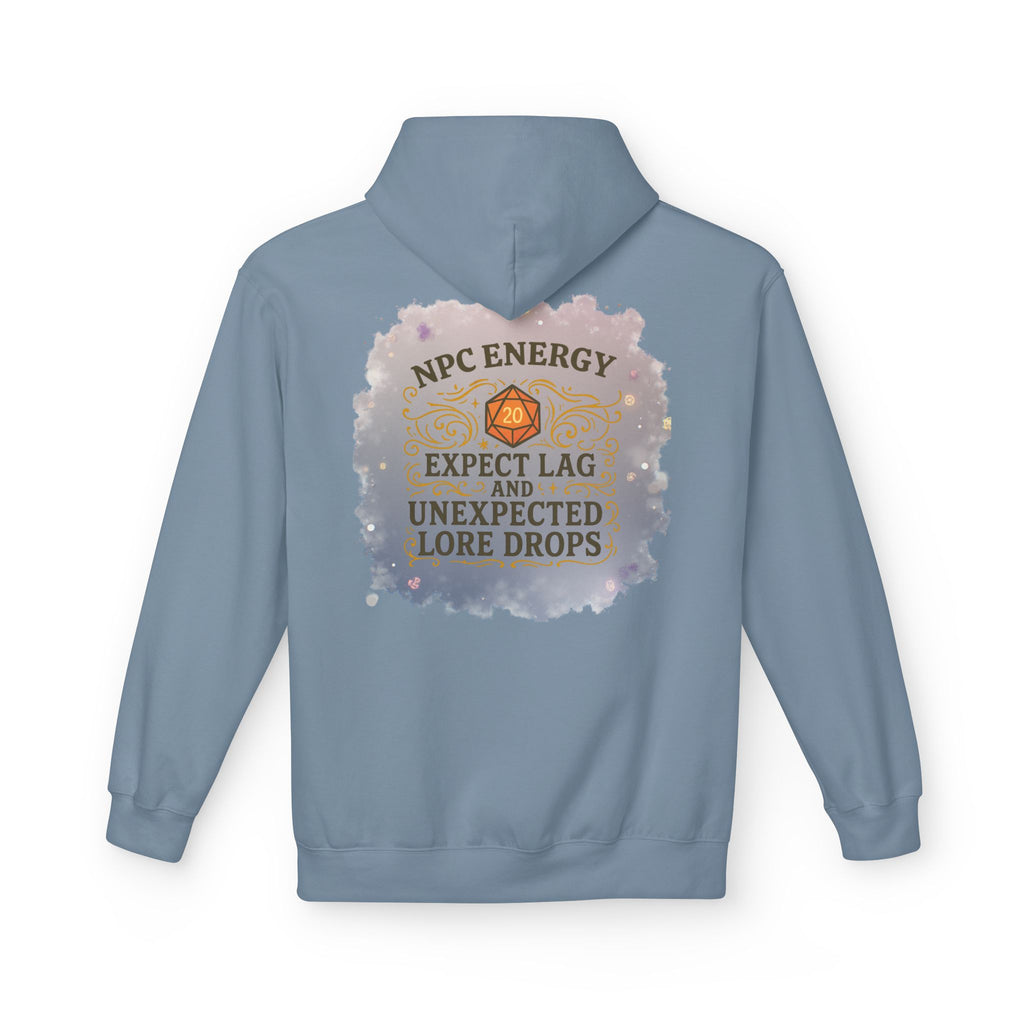NPC Energy Hoodie – Funny Gamer Hoodie with Lore Drops & Lag Warning (RPG Style)