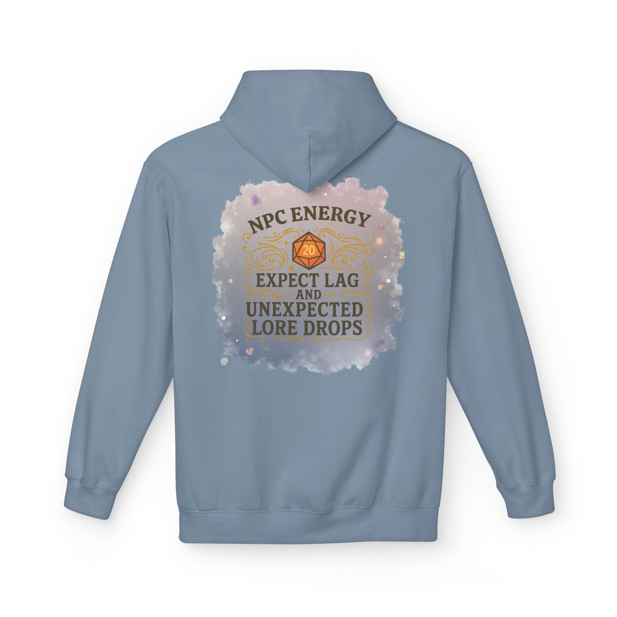 NPC Energy Hoodie – Funny Gamer Hoodie with Lore Drops & Lag Warning (RPG Style)