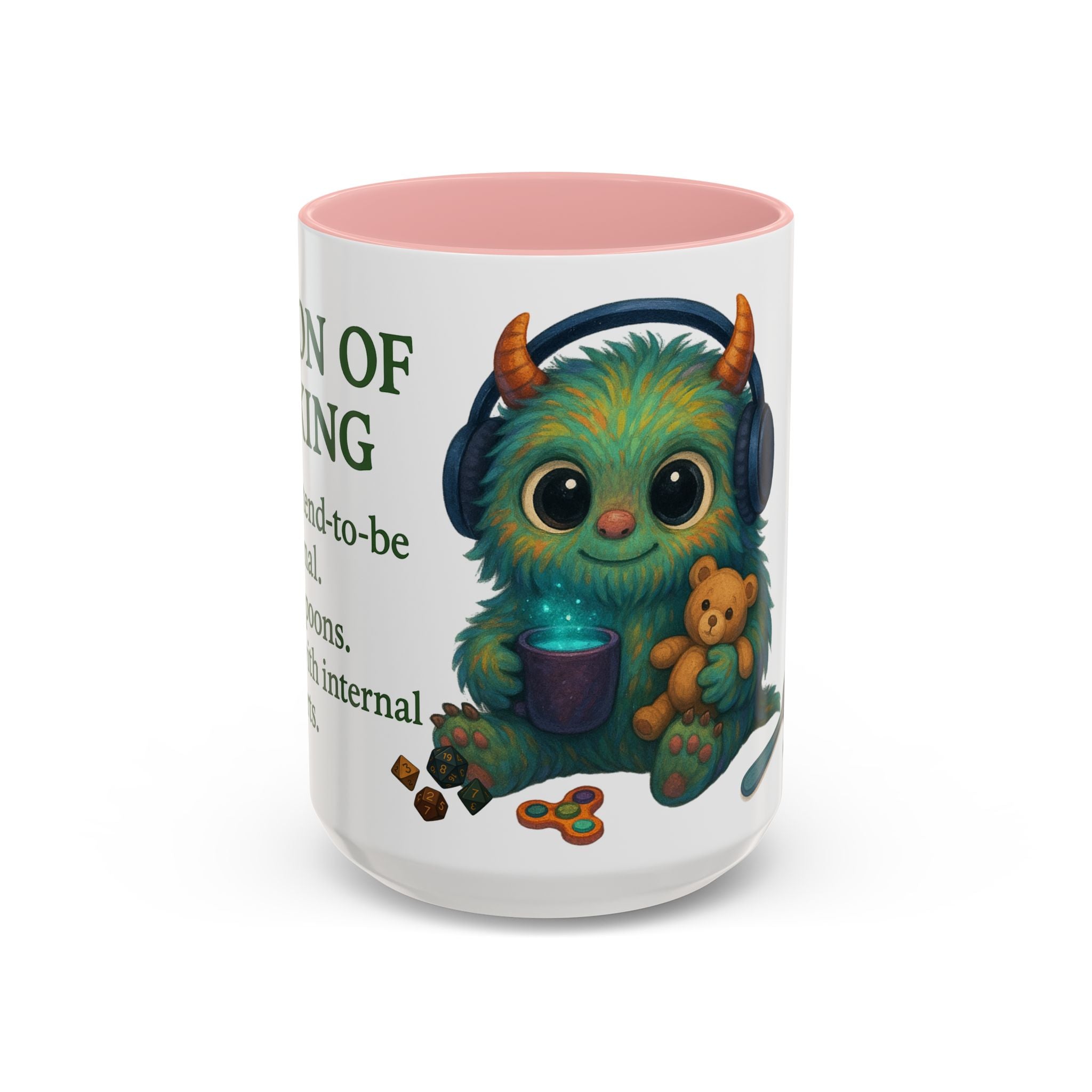 Neurodivergent Mug – 'Potion of Masking' Coffee Cup with Cute Autism Monster Art