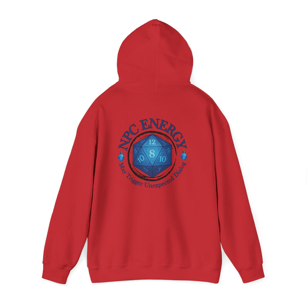 Funny Gamer Hoodie – NPC Energy Sweatshirt with D20 Dice & Dialogue Trigger Warning