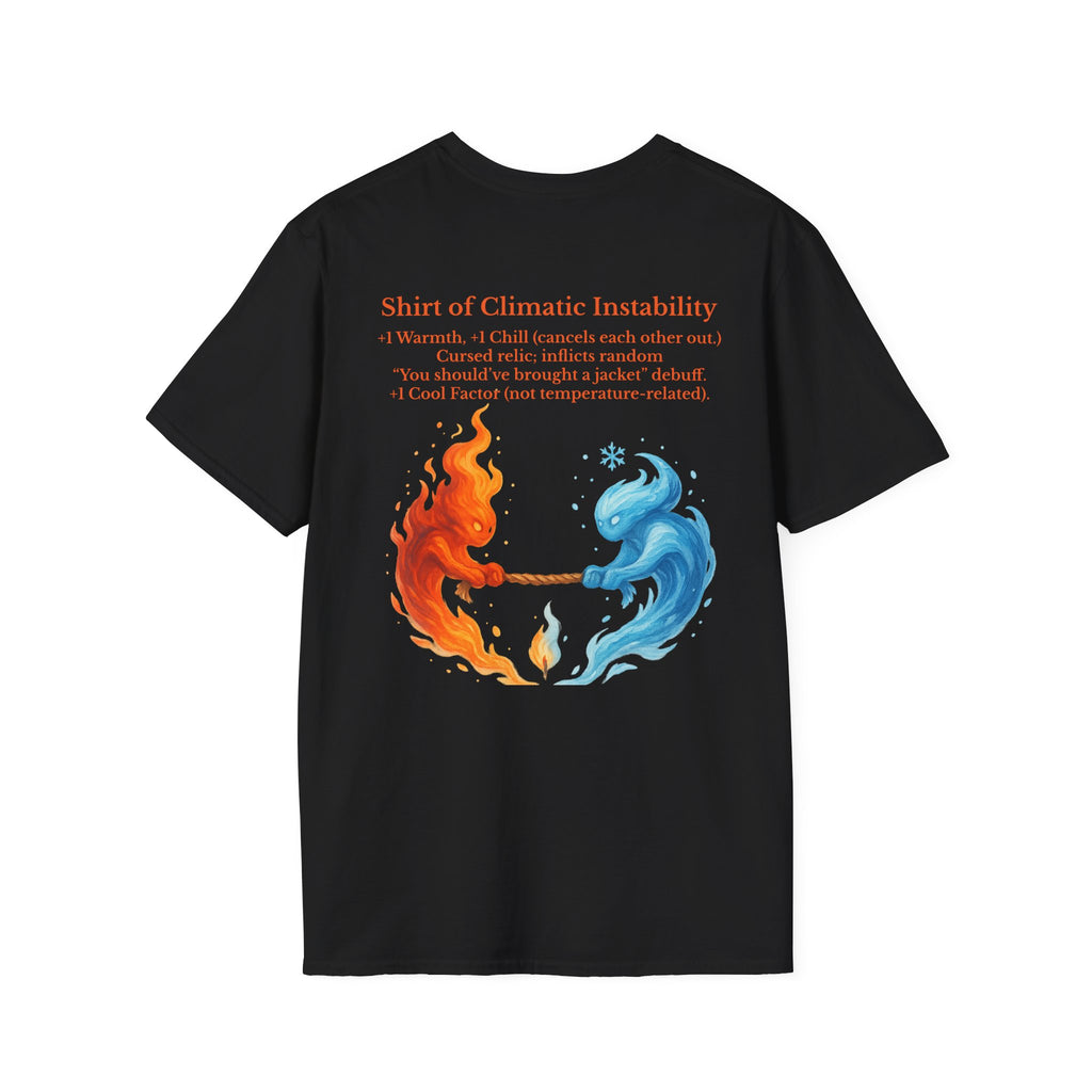 Funny RPG Shirt – ‘Shirt of Climatic Instability’ Cursed Relic Tee by Houses & Humans