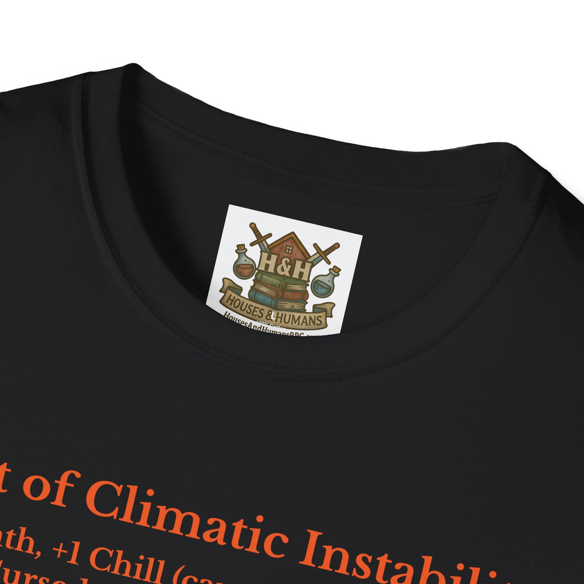 Funny RPG Shirt – ‘Shirt of Climatic Instability’ Cursed Relic Tee by Houses & Humans