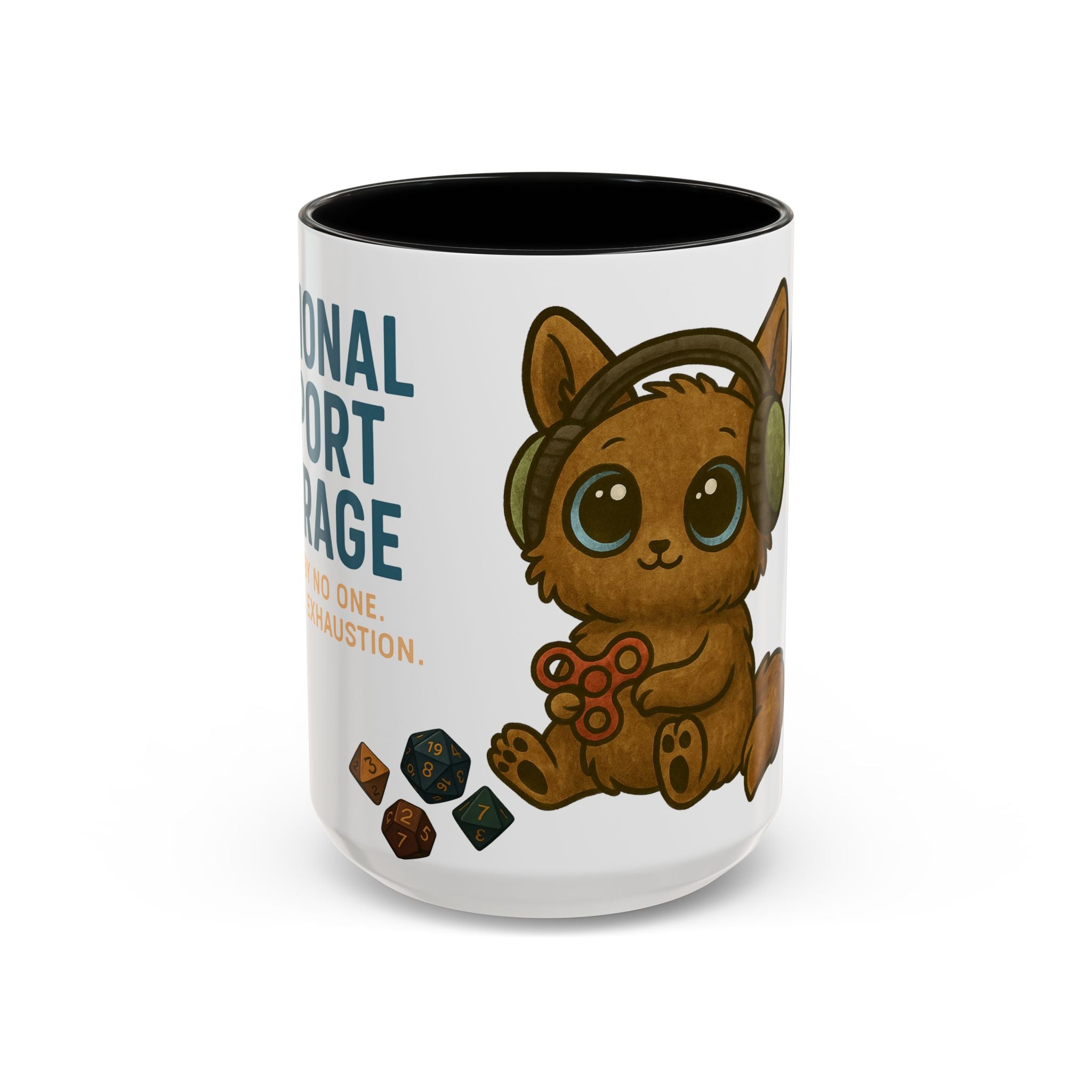 TTRPG Mug – ‘Emotional Support Beverage’ Mental Health Humor Cup for Gamers