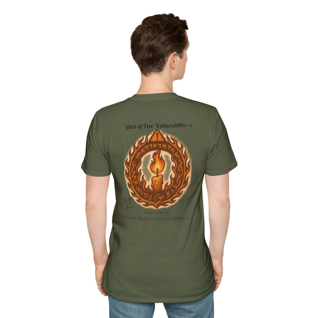 Cursed Item Shirt – ‘Shirt of Fire Vulnerability’ Fantasy Tee for RPG Gamers & Nerds